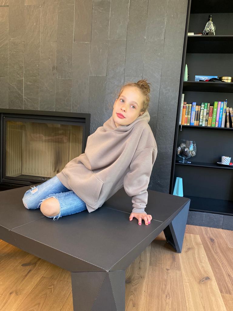 Oversized hoodie for kids Cappuccino