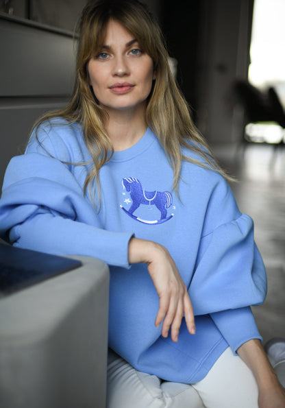 Limited Sweatshirt "Rocking horse" -  Blue