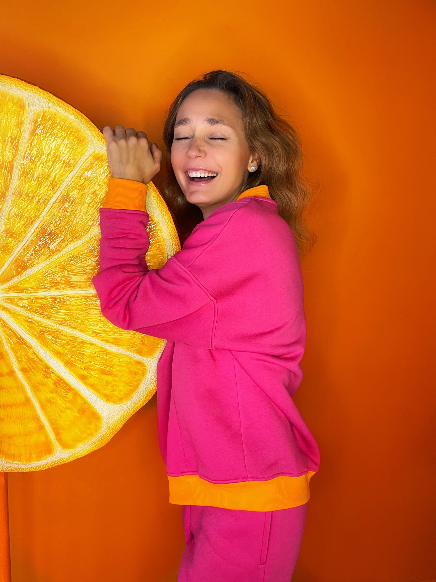 Sweatshirt Colorblock Fuchsia