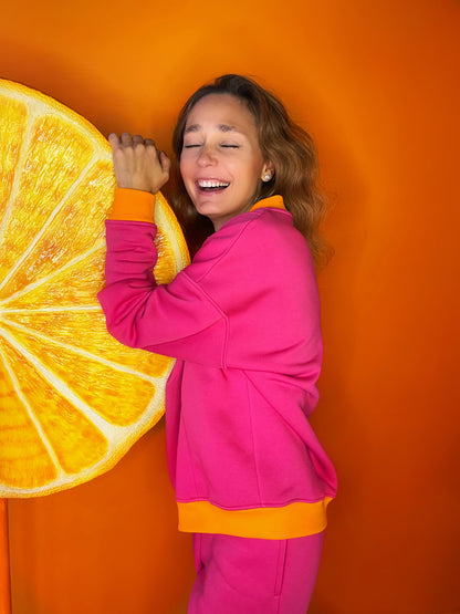 Sweatshirt Colorblock Fuchsia