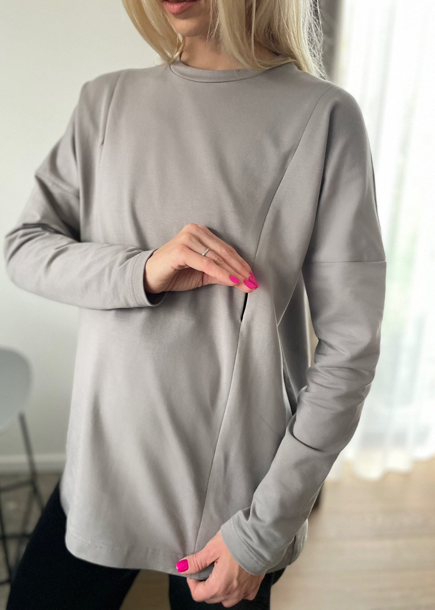 Long-sleeve maternity top Stone