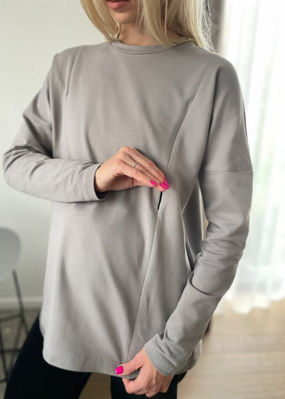 Long-sleeve maternity top Stone