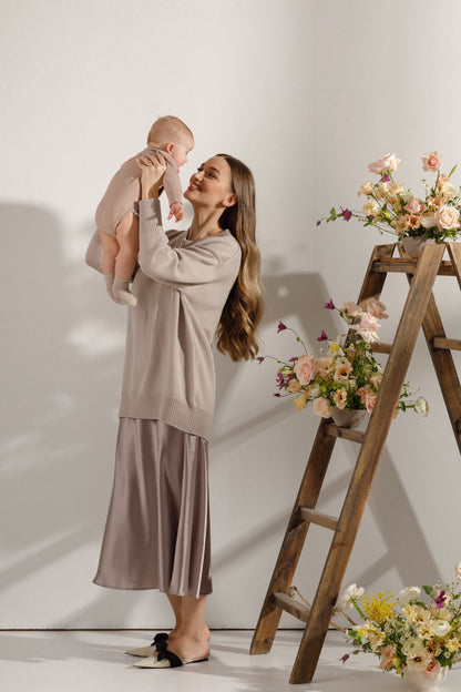 Beige maternity oversized sweater