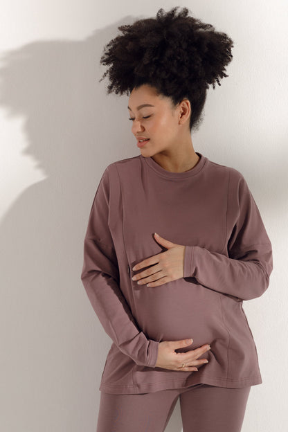 Long-sleeve maternity top Mauve