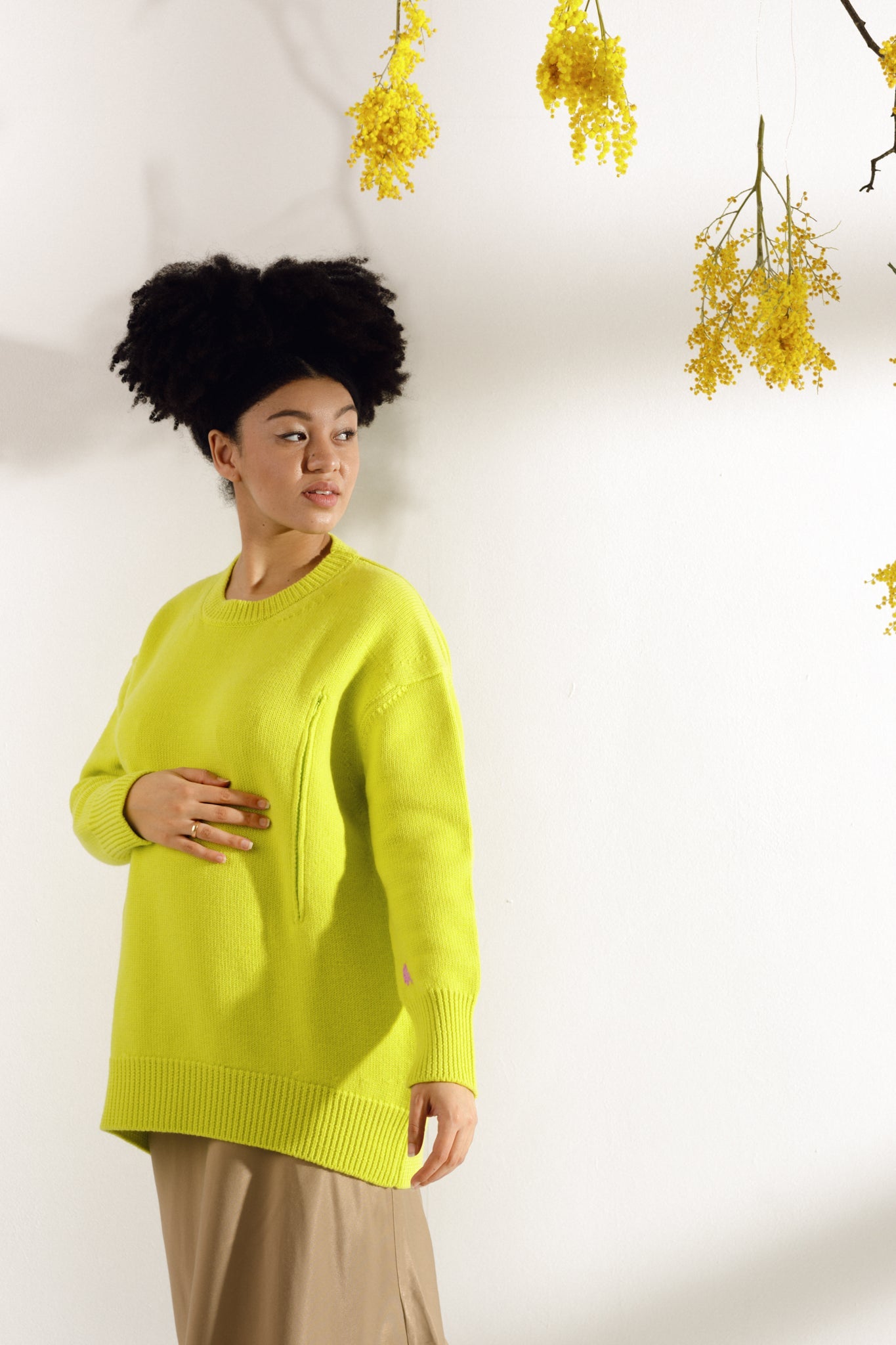 Lime maternity oversized sweater
