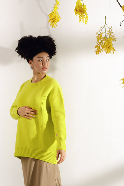 Lime maternity oversized sweater