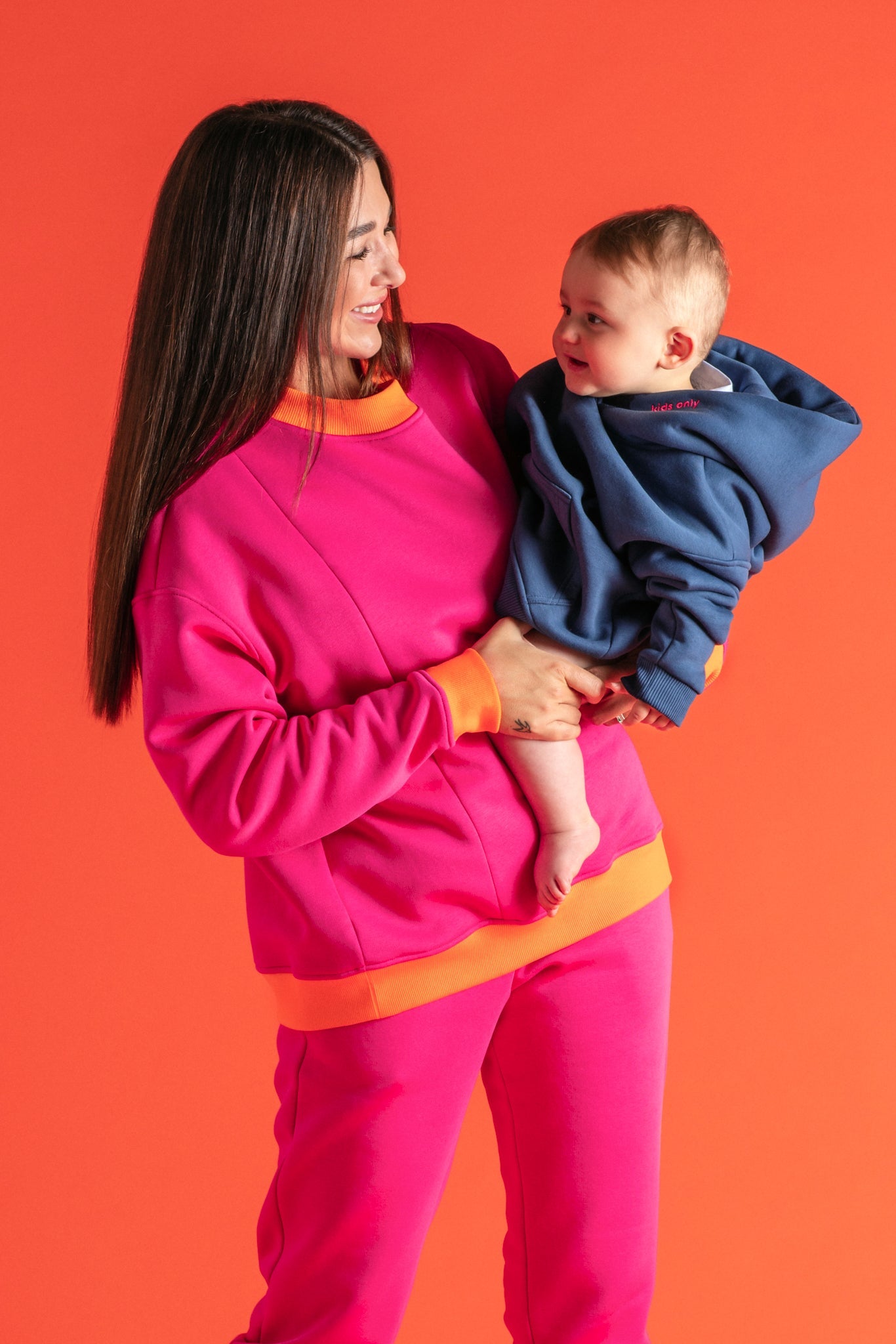 Sweatshirt Colorblock Fuchsia