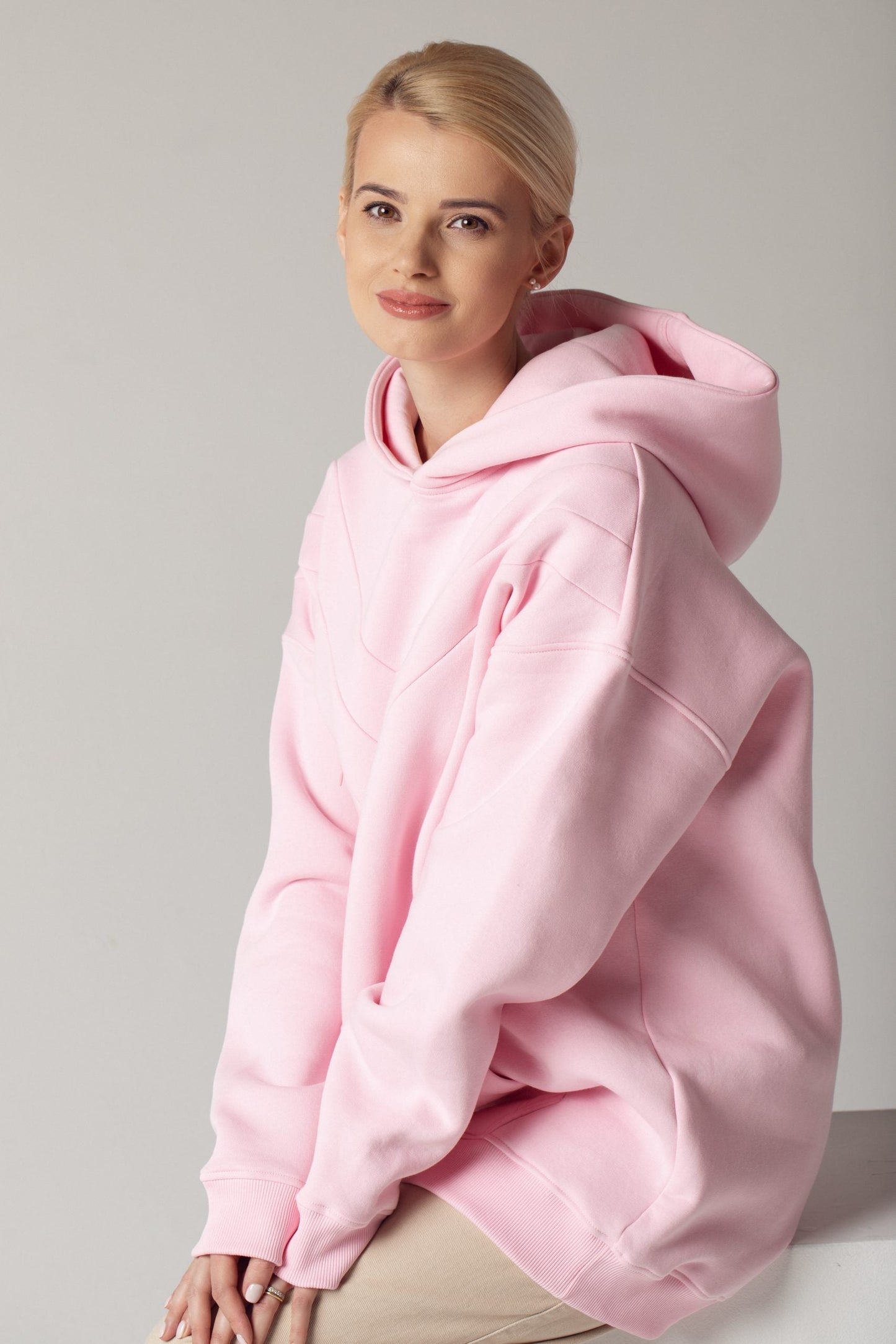 Oversized hoodie Happy pink