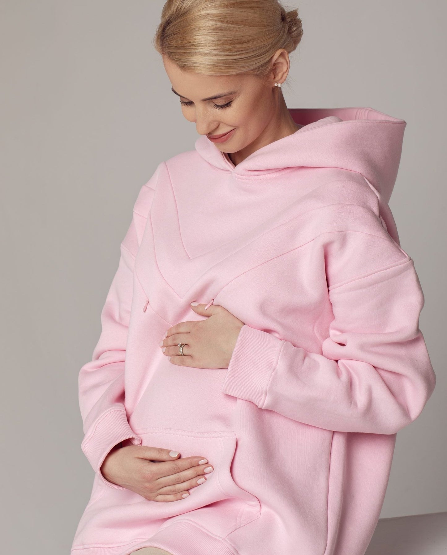 Oversized hoodie Happy pink