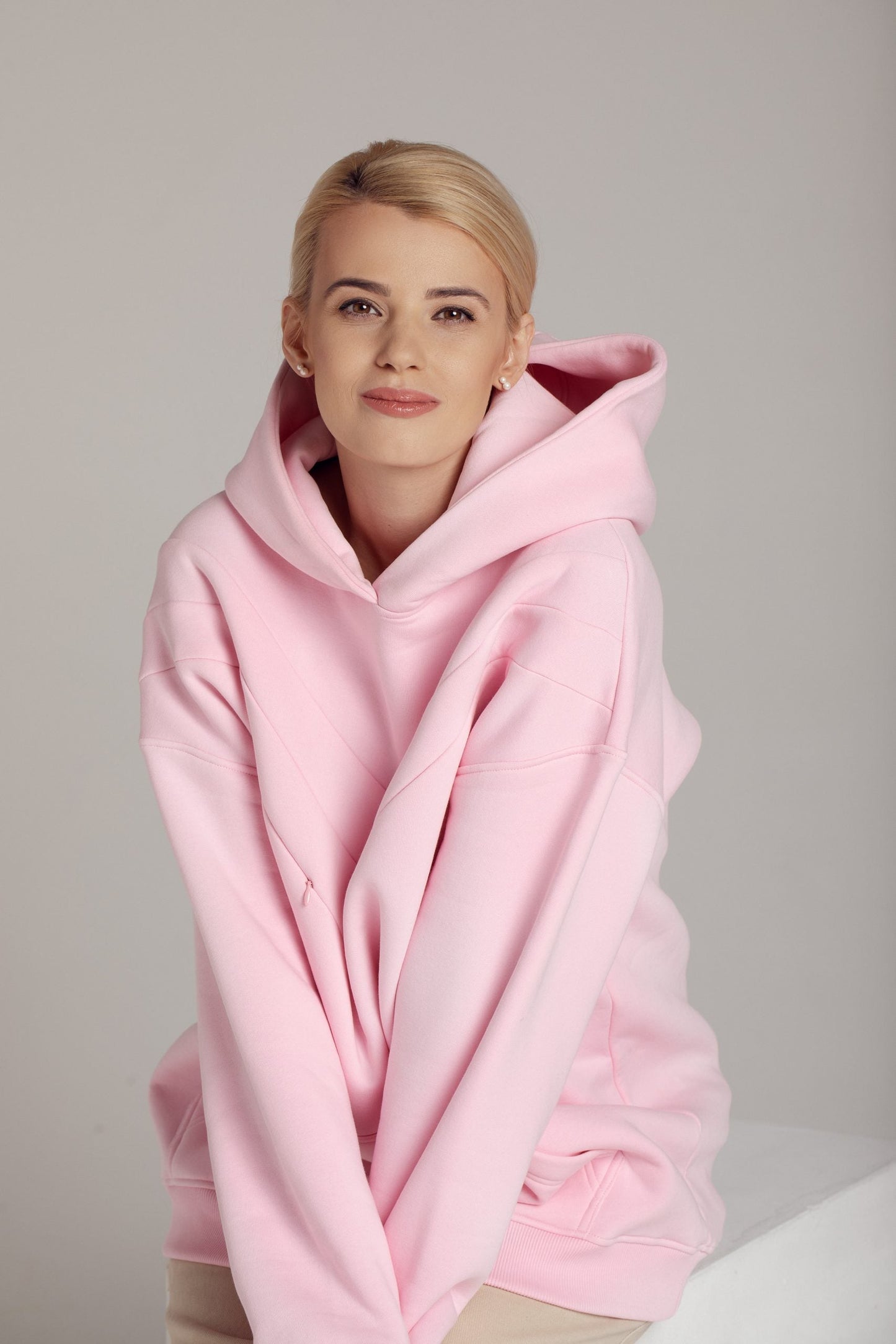 Oversized hoodie Happy pink