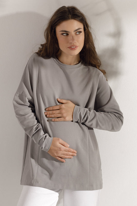 Long-sleeve maternity top Stone