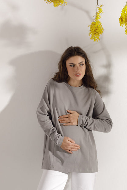 Long-sleeve maternity top Stone